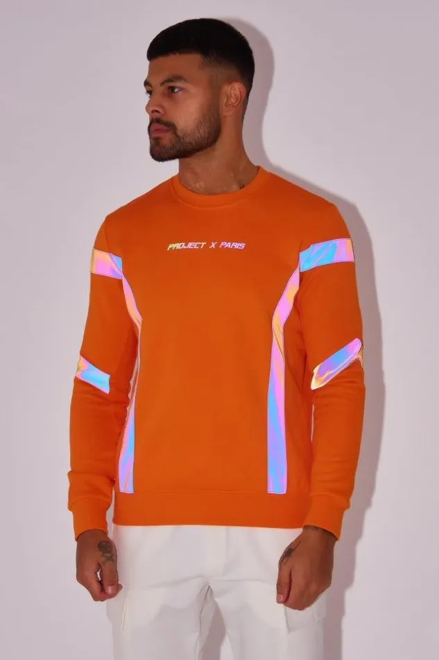 Men Sweatshirt In Orange With Stripes 8211 Project X 8211 2020082 Orange Brentiny Paris Sweatshirts and Pullovers