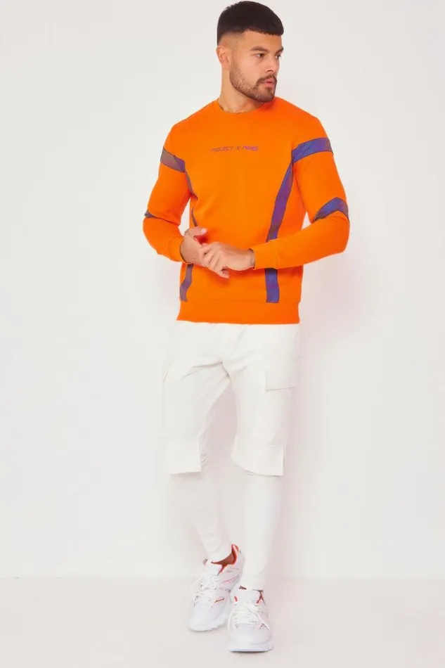 Men Sweatshirt In Orange With Stripes 8211 Project X 8211 2020082 Orange Brentiny Paris Sweatshirts and Pullovers