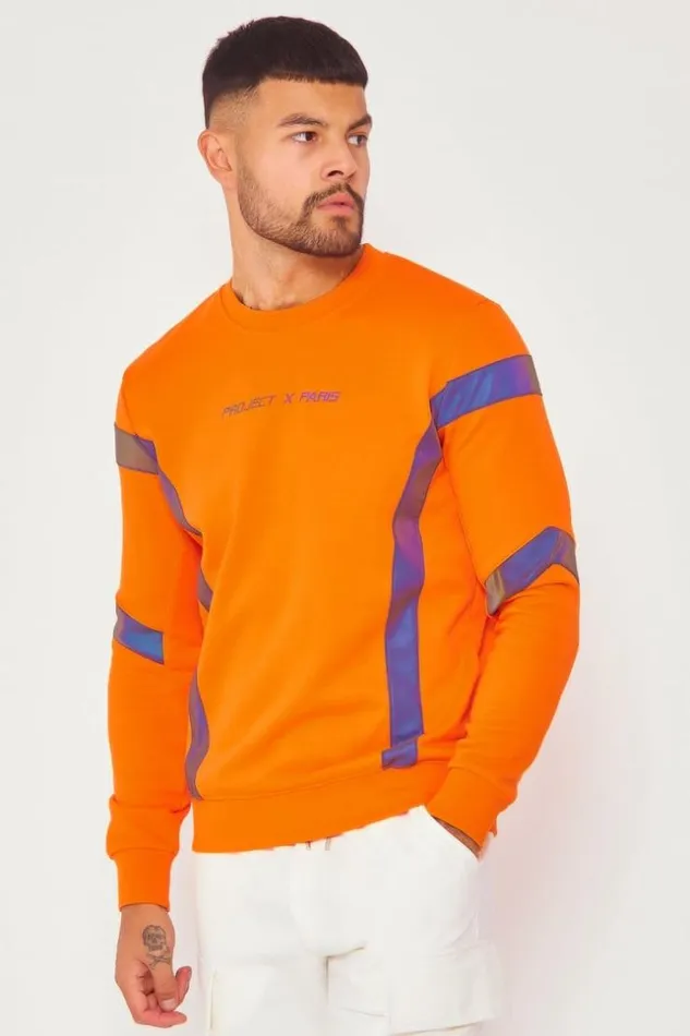 Men Sweatshirt In Orange With Stripes 8211 Project X 8211 2020082 Orange Brentiny Paris Sweatshirts and Pullovers