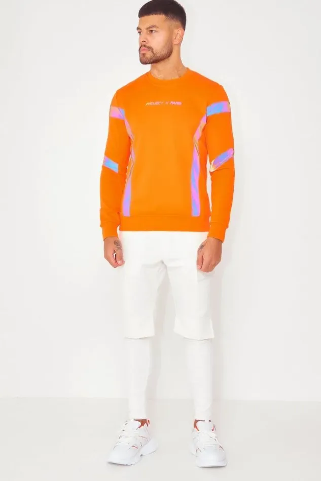 Men Sweatshirt In Orange With Stripes 8211 Project X 8211 2020082 Orange Brentiny Paris Sweatshirts and Pullovers