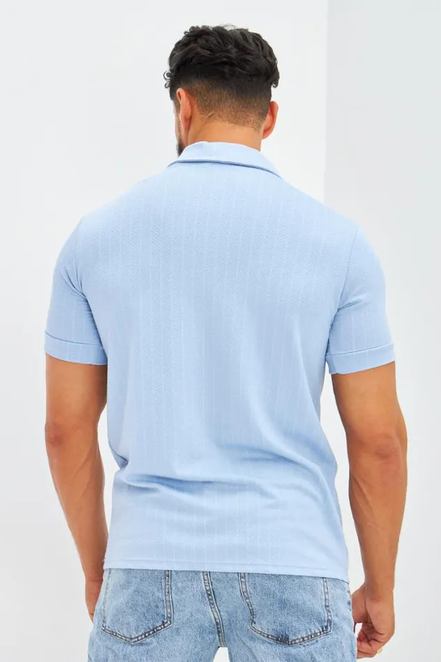Men TShirt Col Rabats Motifs Chevrons Blanc Bleuclair Brentiny Paris TShirts Men TShirt Col Rabats Motifs Chevrons Blanc Bleuclair Brentiny Paris TShirts