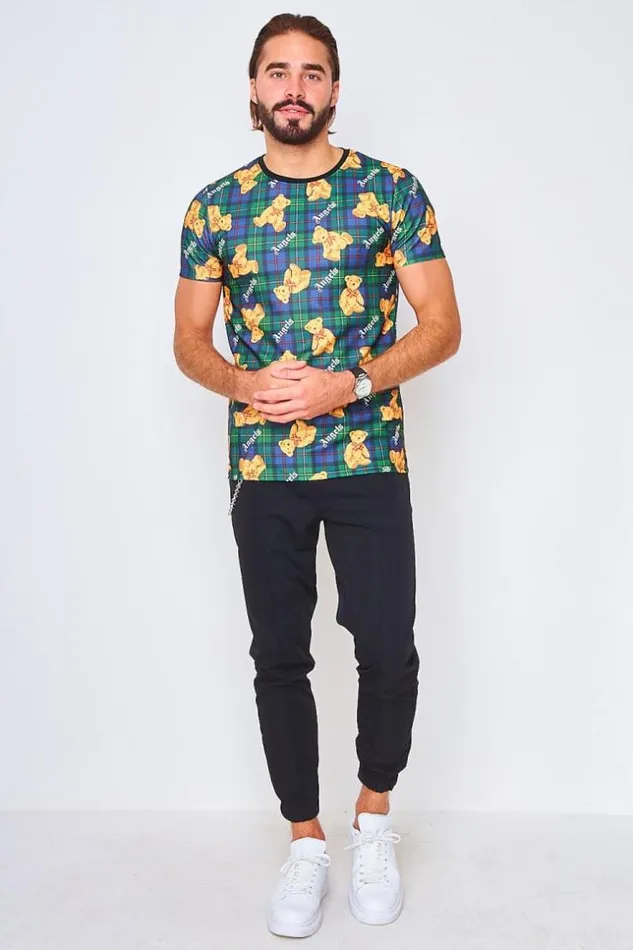 Men TShirt Vert Imprim cossais Green Brentiny Paris TShirts