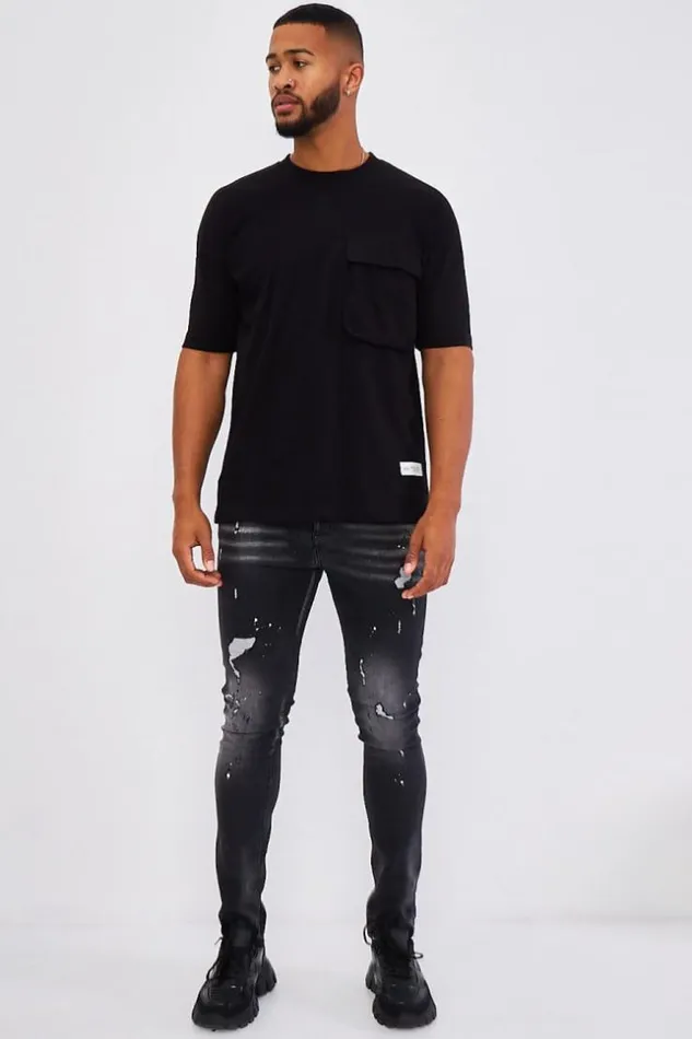 Men TShirt With Pocket In Black Black Brentiny Paris TShirts