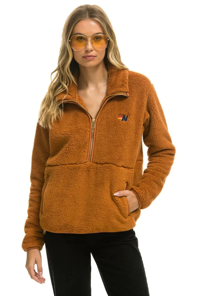 Men TEDDY UNISEX HALF ZIP JACKET 8211 WHISKEY Aviator Nation Outerwear