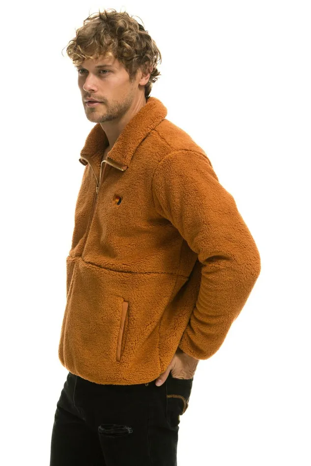 Men TEDDY UNISEX HALF ZIP JACKET 8211 WHISKEY Aviator Nation Outerwear Men TEDDY UNISEX HALF ZIP JACKET 8211 WHISKEY Aviator Nation Outerwear