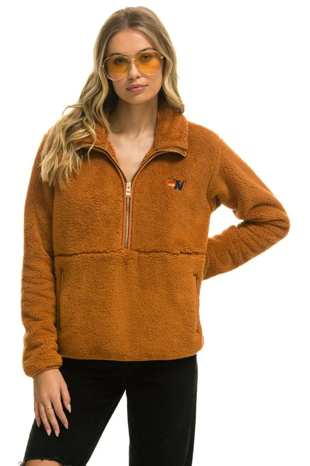 Men TEDDY UNISEX HALF ZIP JACKET 8211 WHISKEY Aviator Nation Outerwear Men TEDDY UNISEX HALF ZIP JACKET 8211 WHISKEY Aviator Nation Outerwear