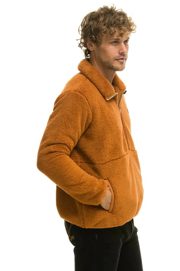 Men TEDDY UNISEX HALF ZIP JACKET 8211 WHISKEY Aviator Nation Outerwear Men TEDDY UNISEX HALF ZIP JACKET 8211 WHISKEY Aviator Nation Outerwear