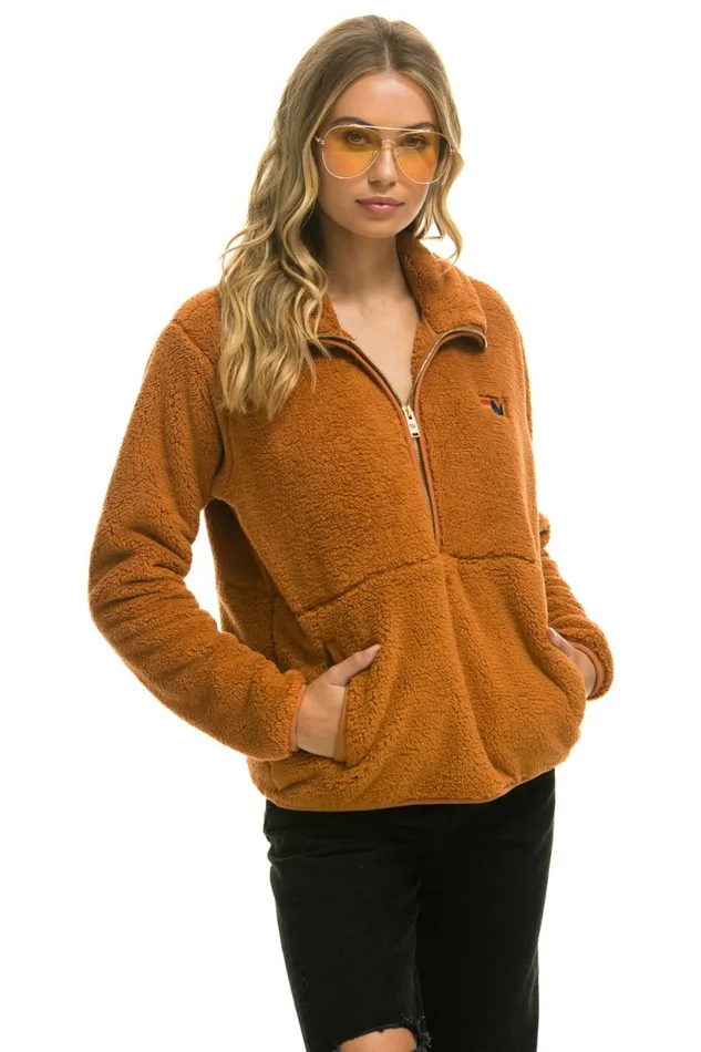 Men TEDDY UNISEX HALF ZIP JACKET 8211 WHISKEY Aviator Nation Outerwear Men TEDDY UNISEX HALF ZIP JACKET 8211 WHISKEY Aviator Nation Outerwear