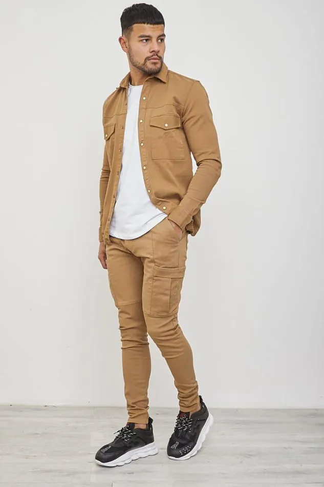 Men Thick Camel Shirt With Elastic Brown Brentiny Paris Shirts Men Thick Camel Shirt With Elastic Brown Brentiny Paris Shirts