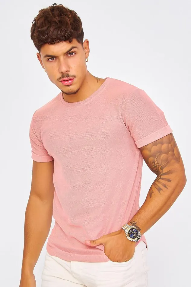 Men Thick Pink TShirt With Relief Pink Brentiny Paris TShirts