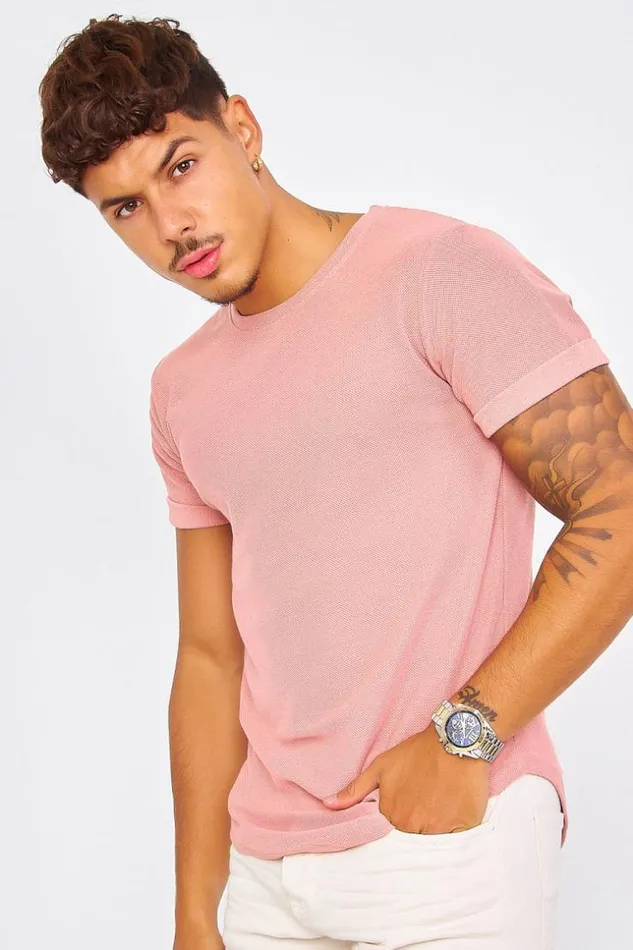 Men Thick Pink TShirt With Relief Pink Brentiny Paris TShirts