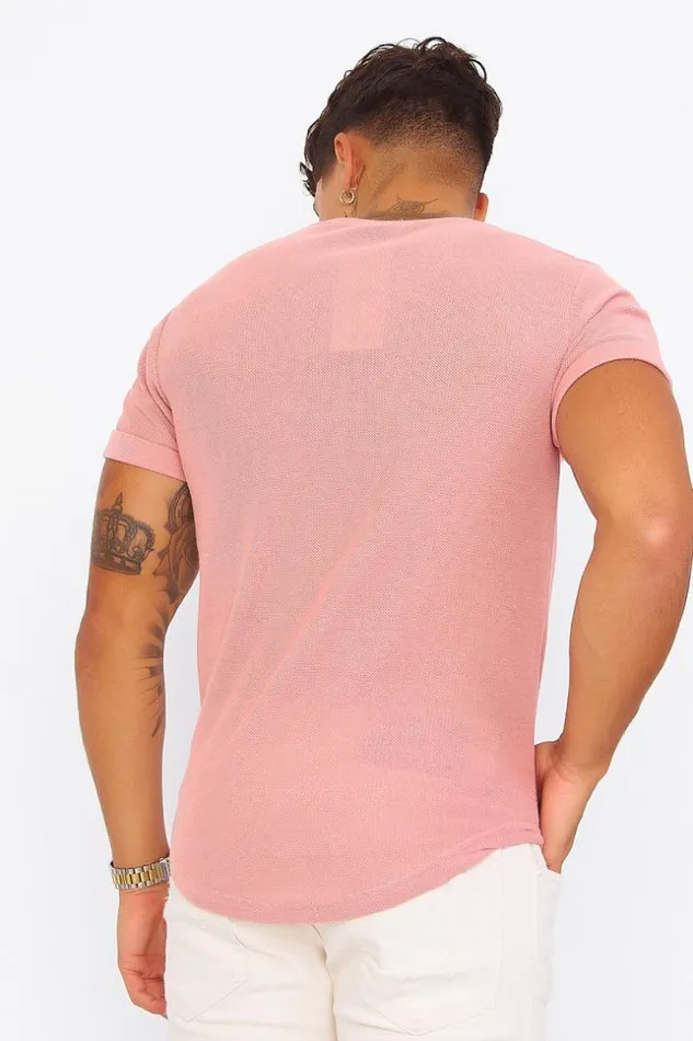 Men Thick Pink TShirt With Relief Pink Brentiny Paris TShirts