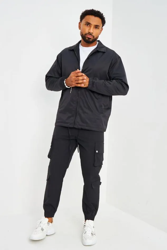 Men Veste Ajustable Noire Black Brentiny Paris Shirts