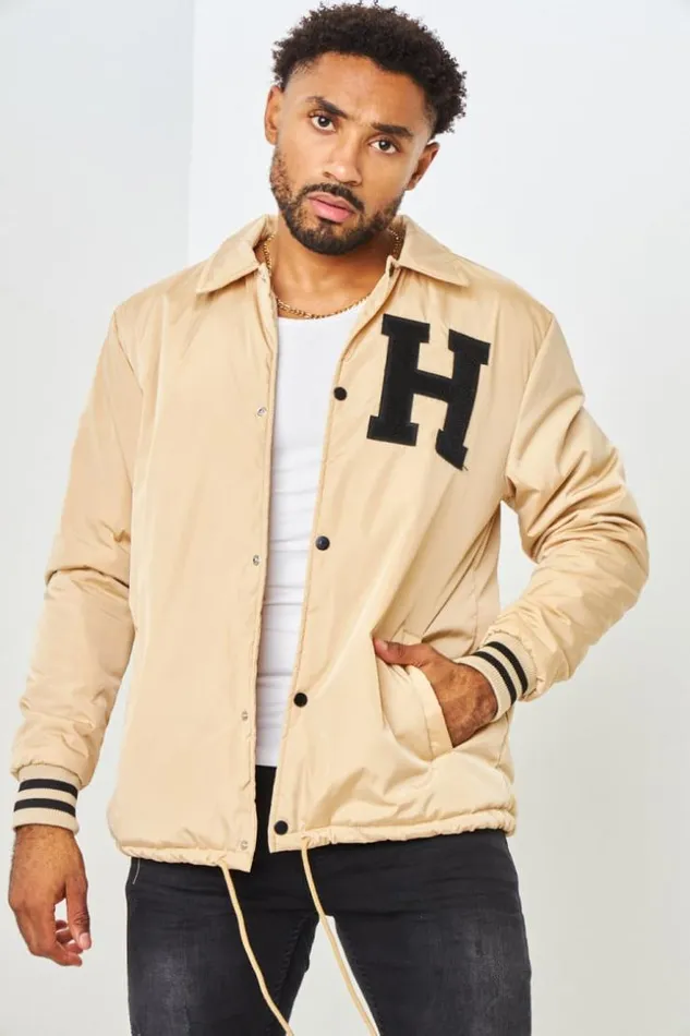 Men Veste Beige Fonc Col Rabat Brode 034H034 Beige Brentiny Paris Jackets