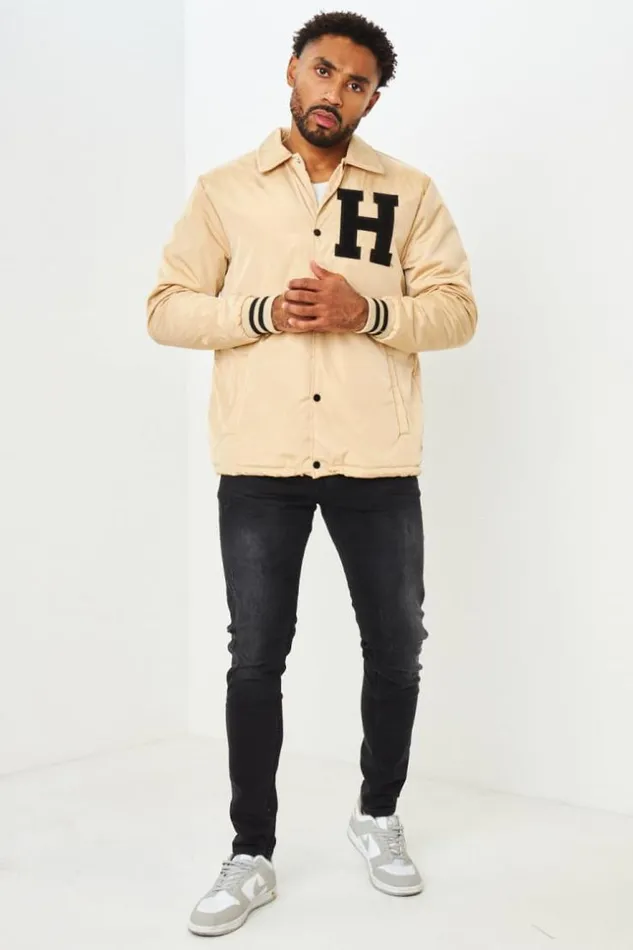 Men Veste Beige Fonc Col Rabat Brode 034H034 Beige Brentiny Paris Jackets