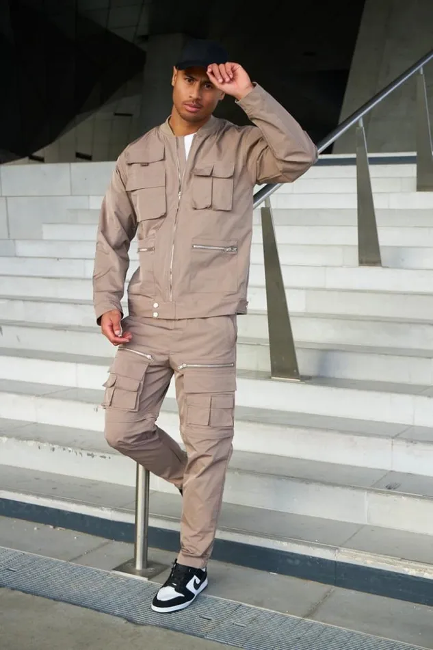 Men Veste Col Bomber Poches Multiples Beige Fonc Darkbeige Brentiny Paris Jackets Men Veste Col Bomber Poches Multiples Beige Fonc Darkbeige Brentiny Paris Jackets
