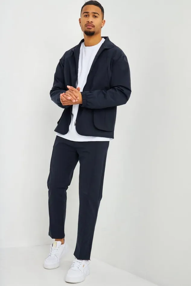 Men Veste Habille Bleu Marine Poches Blue Brentiny Paris Jackets