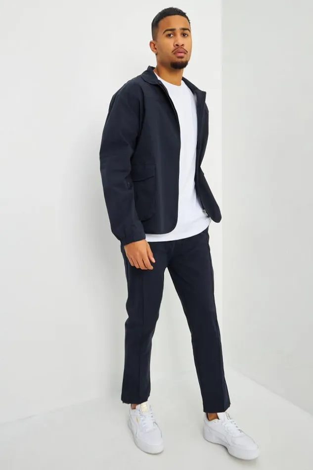 Men Veste Habille Bleu Marine Poches Blue Brentiny Paris Jackets