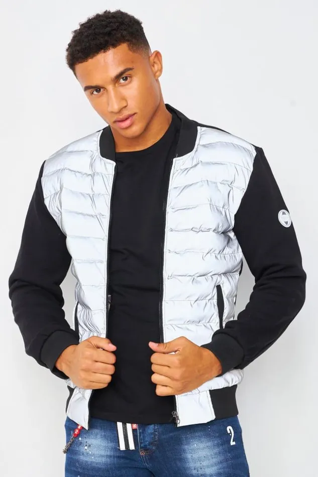 Men Veste Noire Bimatire Rflechissante Matelasse Black Brentiny Paris Jackets