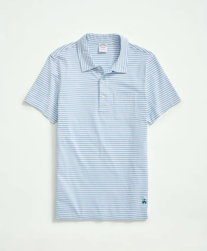 Men Vintage Washed Cotton Feeder Stripe Polo Shirt Bluewhite Brooks Brothers Polo and Rugby Shirts Men Vintage Washed Cotton Feeder Stripe Polo Shirt Bluewhite Brooks Brothers Polo and Rugby Shirts