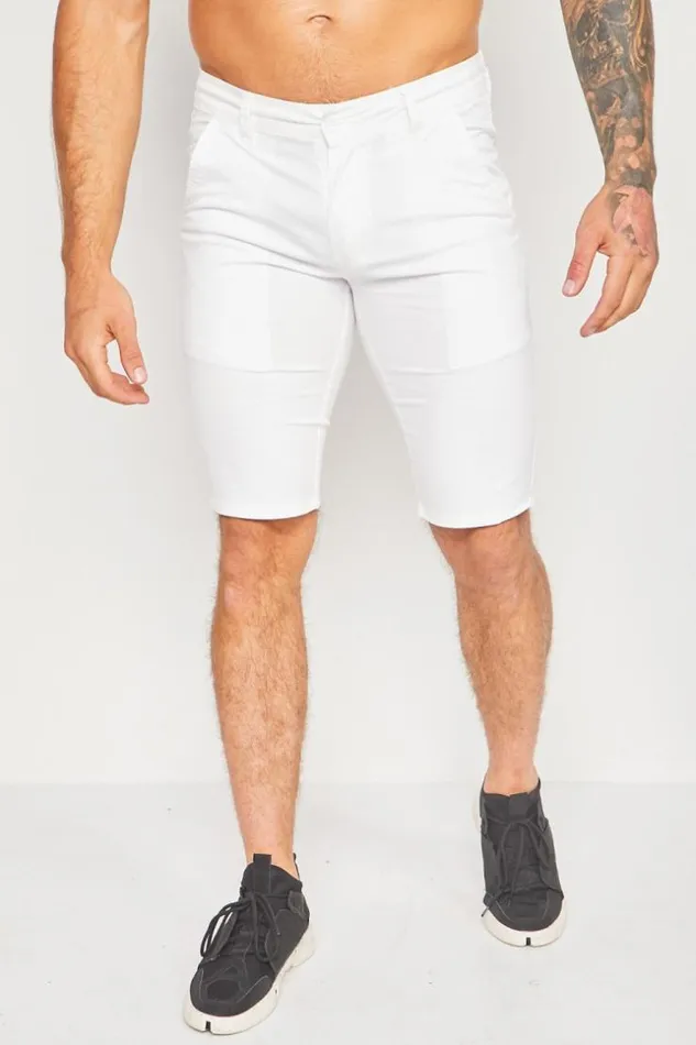 Men White Chino Shorts White Brentiny Paris Shorts