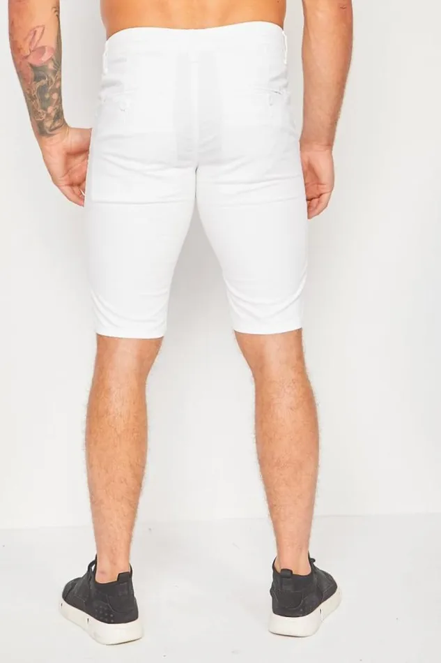 Men White Chino Shorts White Brentiny Paris Shorts