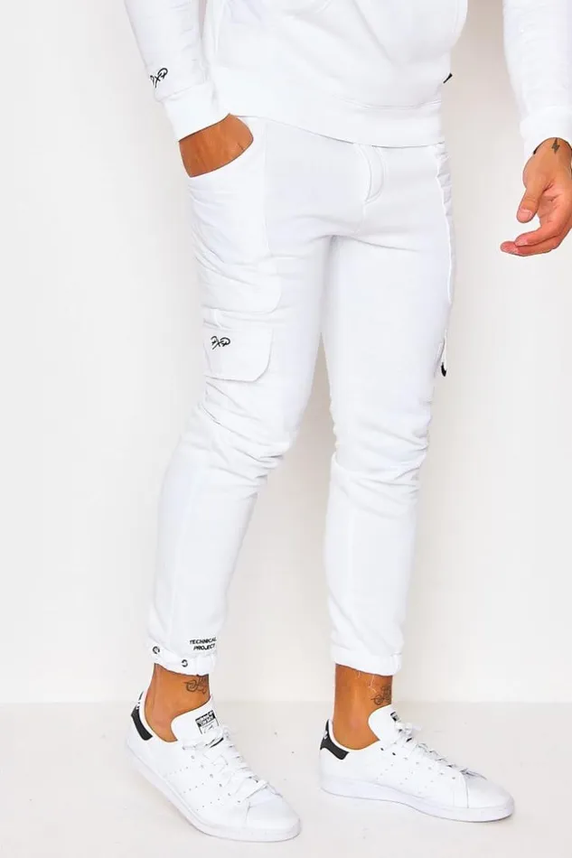 Men White Jogger In Two Material Project X 8211 2040086 White Brentiny Paris Jogging Bottoms