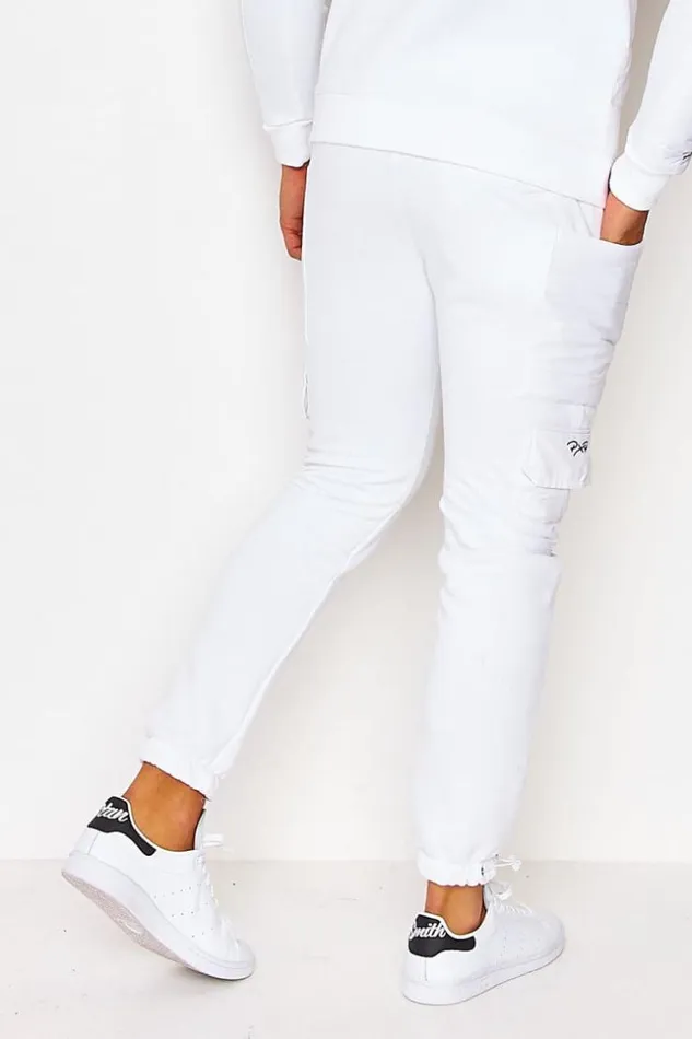 Men White Jogger In Two Material Project X 8211 2040086 White Brentiny Paris Jogging Bottoms