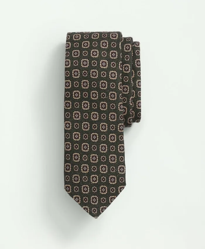 Men Wool Silk Cashmere Chevron Foulard Tie Dark Green Brooks Brothers Ties and Pocket Squares