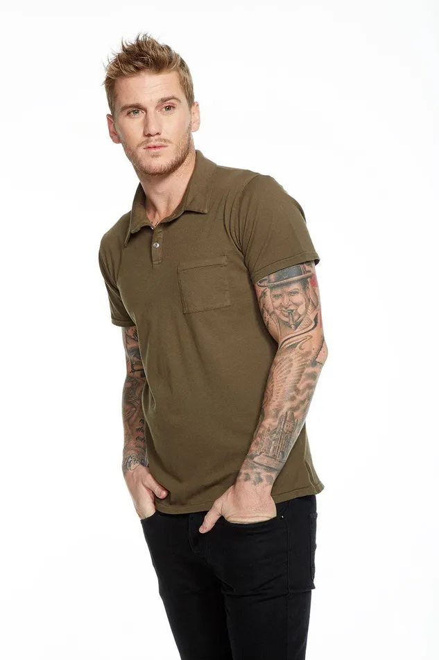 Mens COTTON POLO W POCKET Tops Chaser Brand