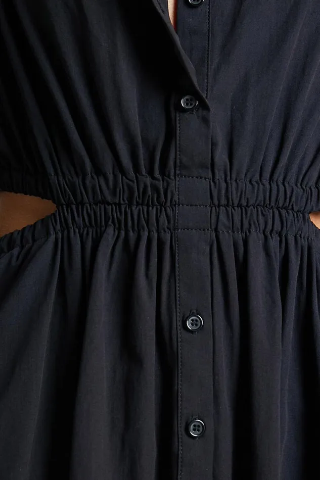 Merabelle Midi Dress 8211 Side Cut Out Collared Long Sleeve Shirt Dress In Black Women Showpo Curve Clothes