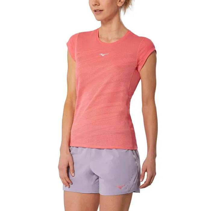 Mizuno Aero Tee Sunkissed Coral Women Tops Mizuno Aero Tee Sunkissed Coral Women Tops