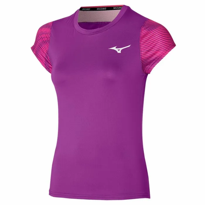 Mizuno Charge Printed Tee Purple Magic Women Tops