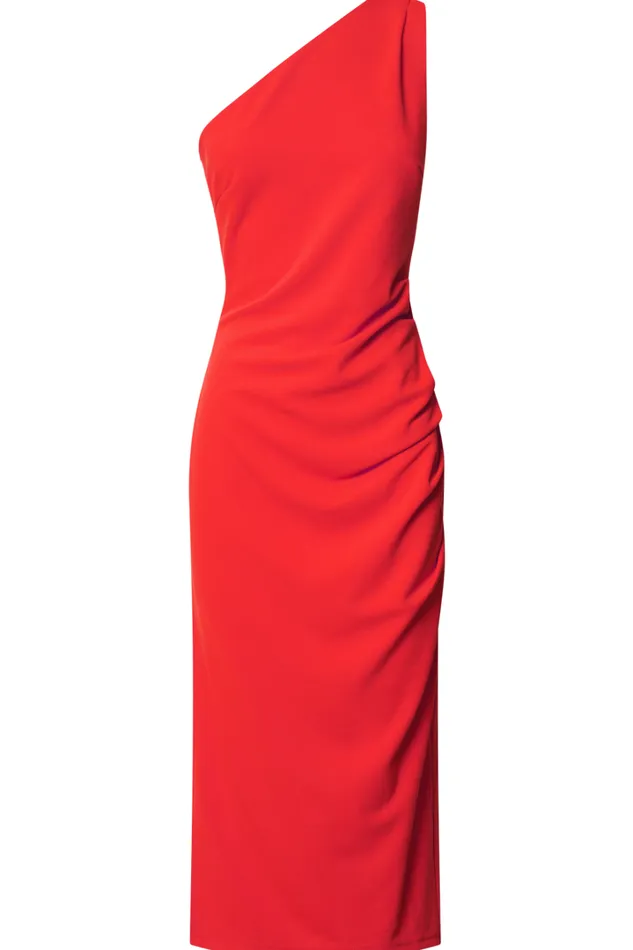 Monette Midi Dress 8211 One Shoulder Straight Dress In Orange Red Women Showpo Dresses