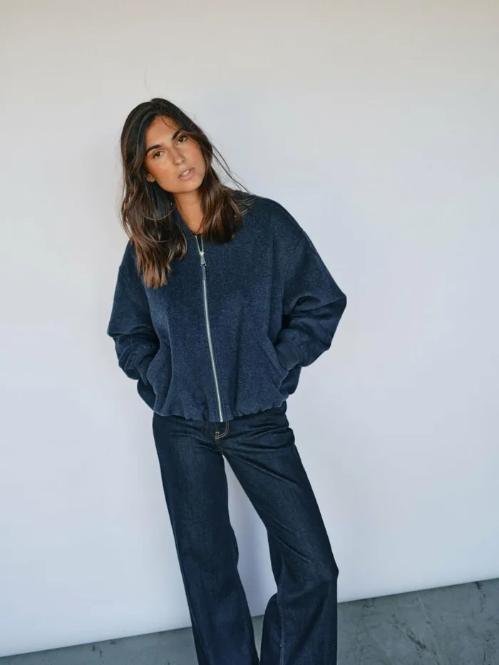MOS MOSH Jackets and Coats Women MMDumont Bomber Wool Jacket Salute Navy MOS MOSH Jackets and Coats Women MMDumont Bomber Wool Jacket Salute Navy
