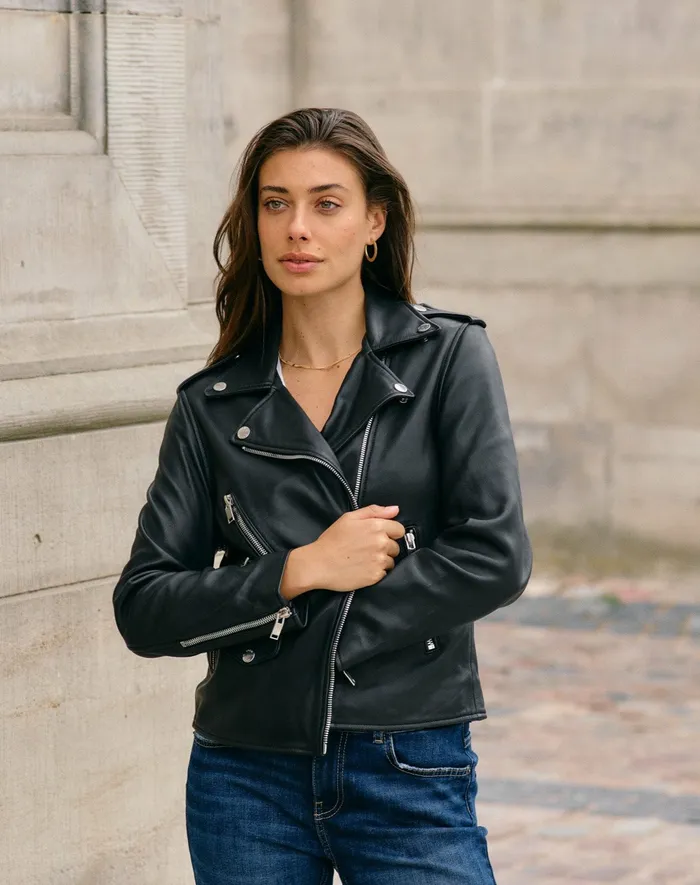 MOS MOSH Jackets and Coats Women MMFrances Biker Leather Jacket Black