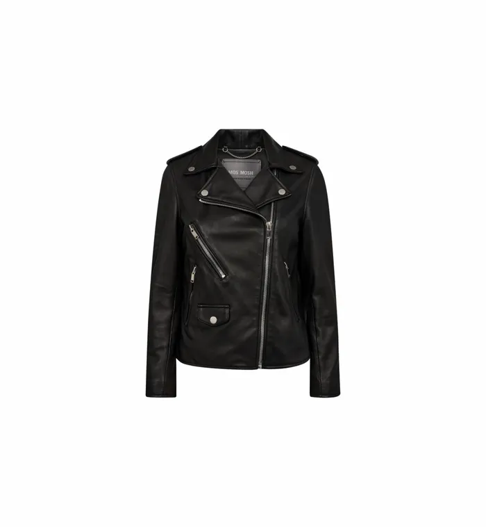 MOS MOSH Jackets and Coats Women MMFrances Biker Leather Jacket Black MOS MOSH Jackets and Coats Women MMFrances Biker Leather Jacket Black