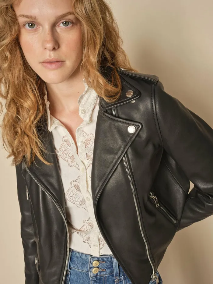MOS MOSH Jackets and Coats Women MMFrances Biker Leather Jacket Black MOS MOSH Jackets and Coats Women MMFrances Biker Leather Jacket Black