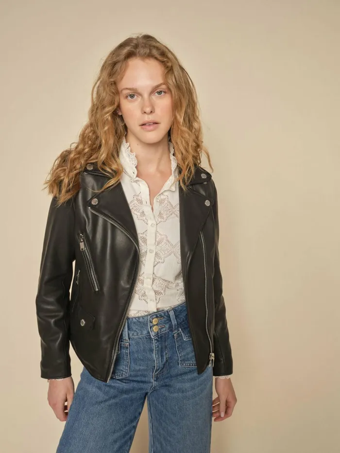 MOS MOSH Jackets and Coats Women MMFrances Biker Leather Jacket Black MOS MOSH Jackets and Coats Women MMFrances Biker Leather Jacket Black