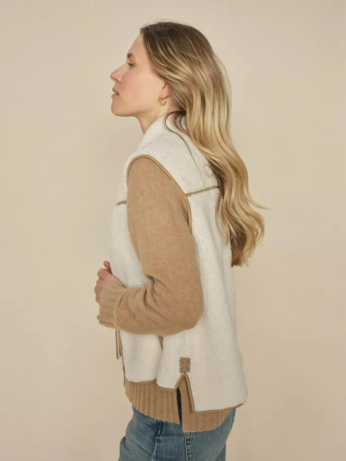 MOS MOSH Waistcoats Women MMRowe Teddy Waistcoat Ecru MOS MOSH Waistcoats Women MMRowe Teddy Waistcoat Ecru