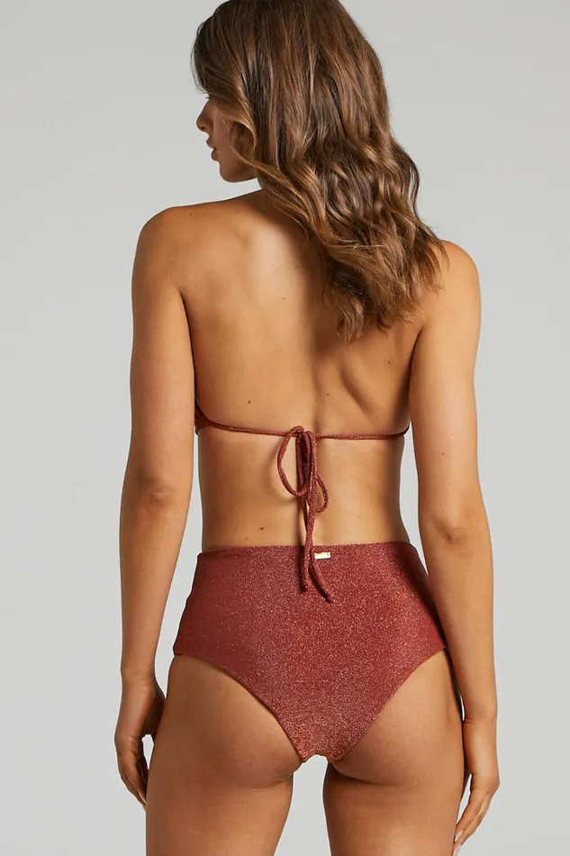 Murphy Bottoms 8211 High Waisted Bottoms In Rust Lurex Women Showpo Swimwear