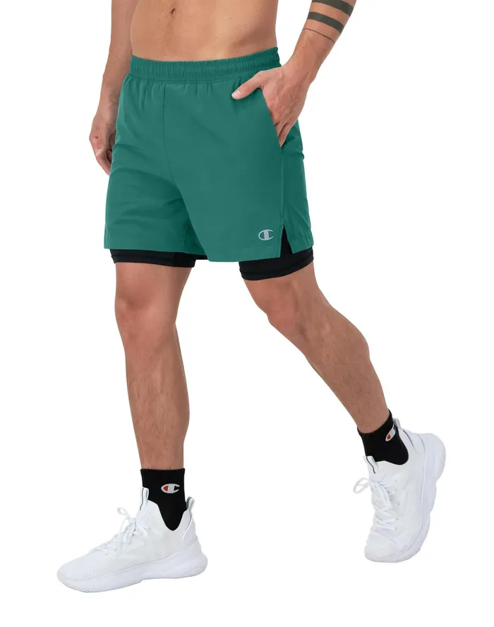 Mvp Shorts With Total Support Pouch Moisture Wicking C Logo 7034 Mountain Lake Green Men Champion Shorts