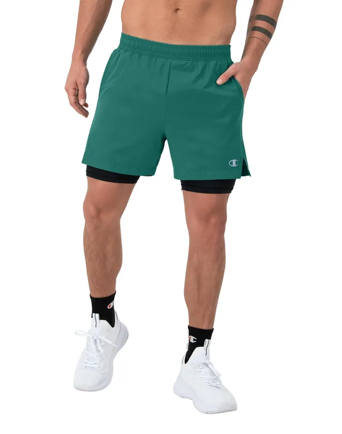 Mvp Shorts With Total Support Pouch Moisture Wicking C Logo 7034 Mountain Lake Green Men Champion Shorts