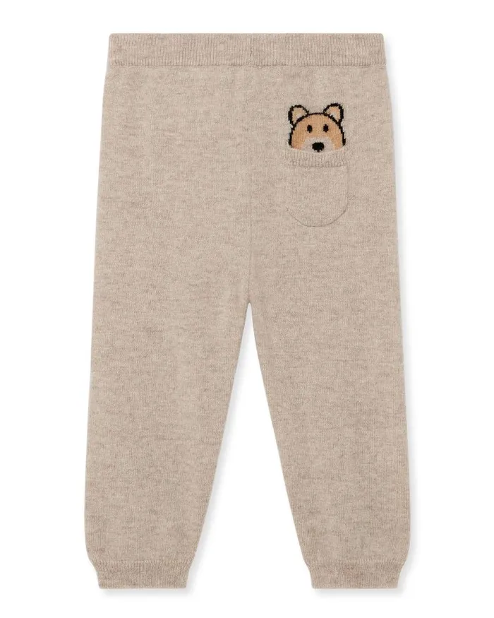 NPeal Baby Children Bear Pocket Cashmere Leggings Light Oatmeal Brown