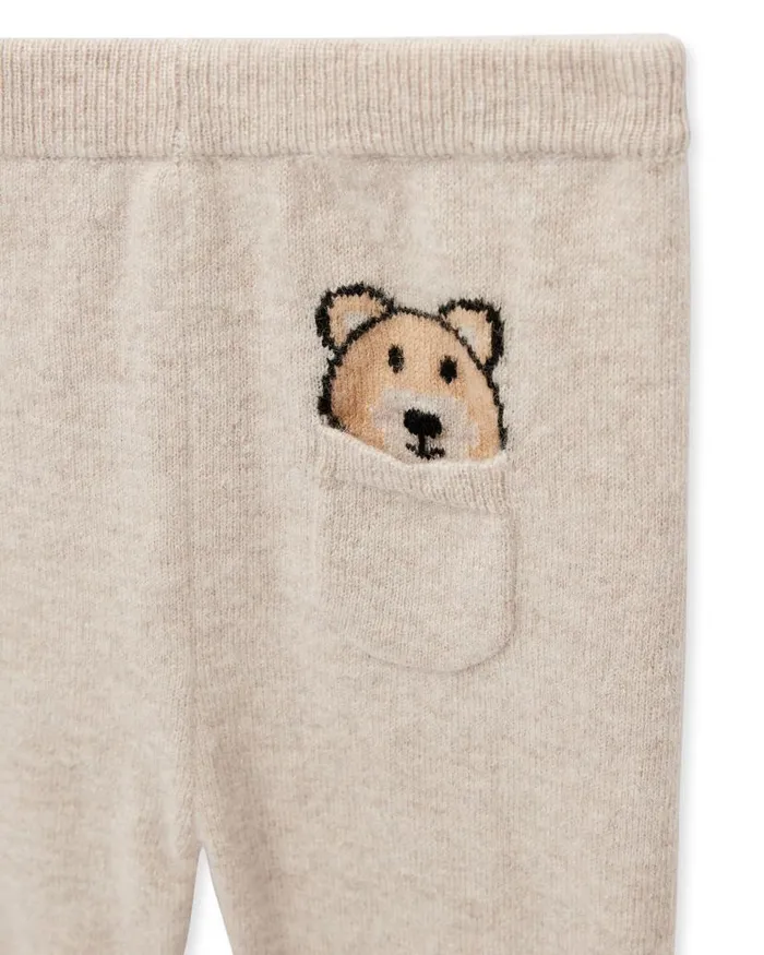NPeal Baby Children Bear Pocket Cashmere Leggings Light Oatmeal Brown