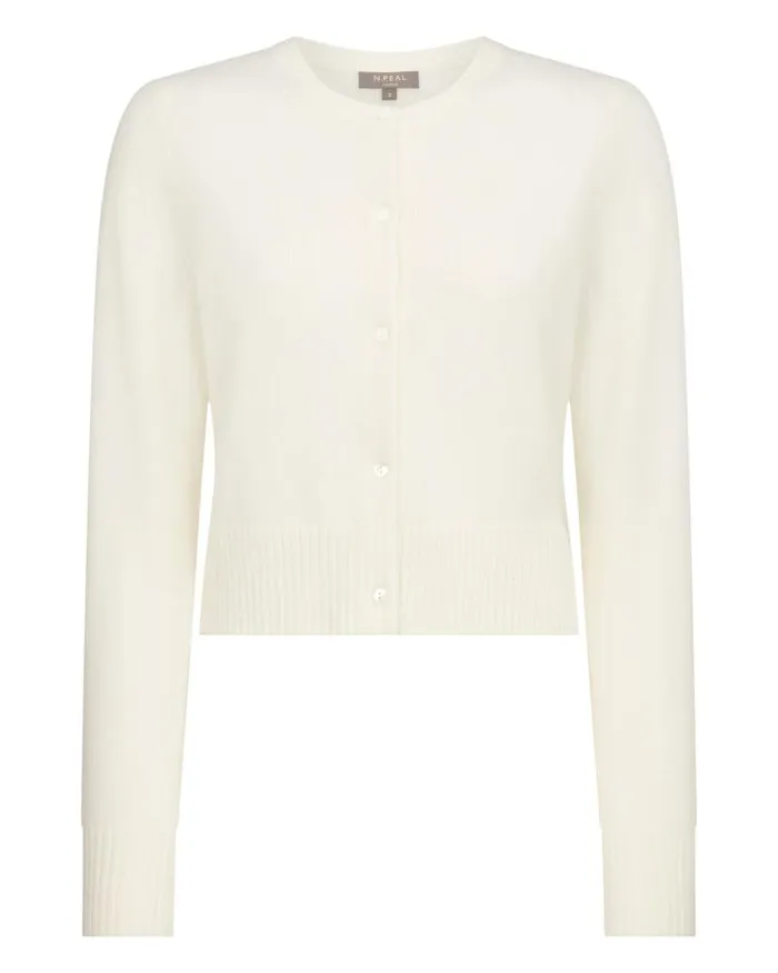 NPeal Cardigans Women Chunky Crop Cashmere Cardigan New Ivory White