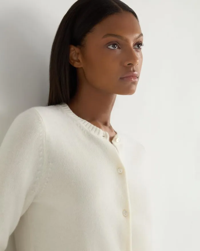 NPeal Cardigans Women Chunky Crop Cashmere Cardigan New Ivory White