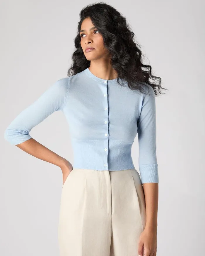 NPeal Cardigans Women Darcie Superfine Cashmere Cropped Cardigan Pale Blue