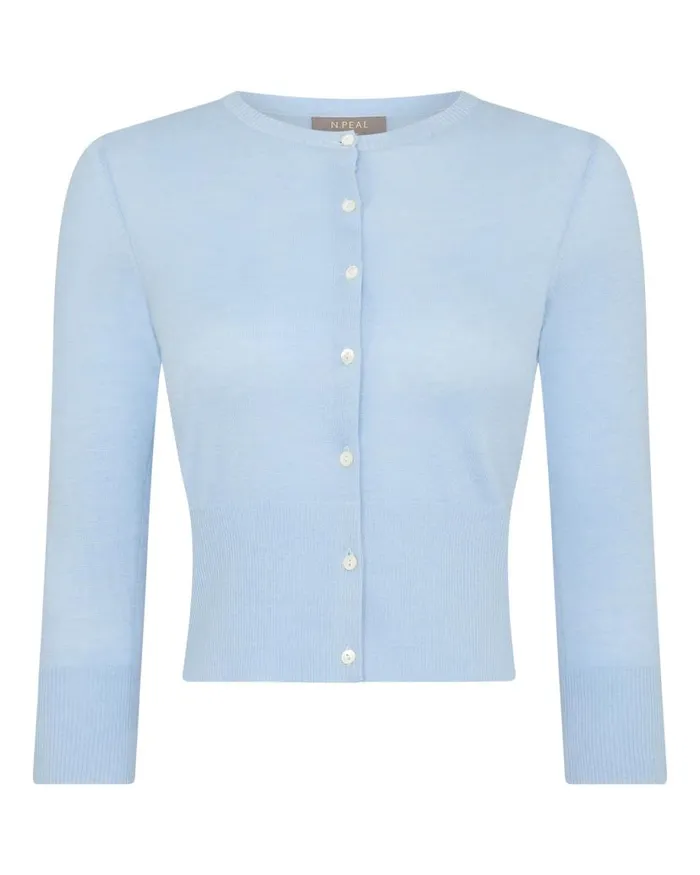 NPeal Cardigans Women Darcie Superfine Cashmere Cropped Cardigan Pale Blue