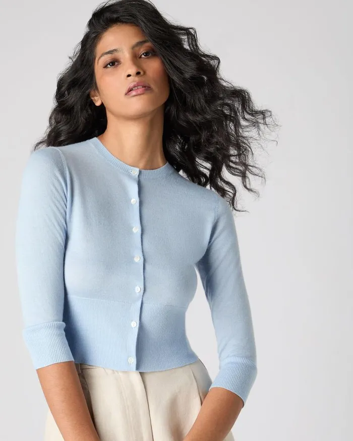 NPeal Cardigans Women Darcie Superfine Cashmere Cropped Cardigan Pale Blue